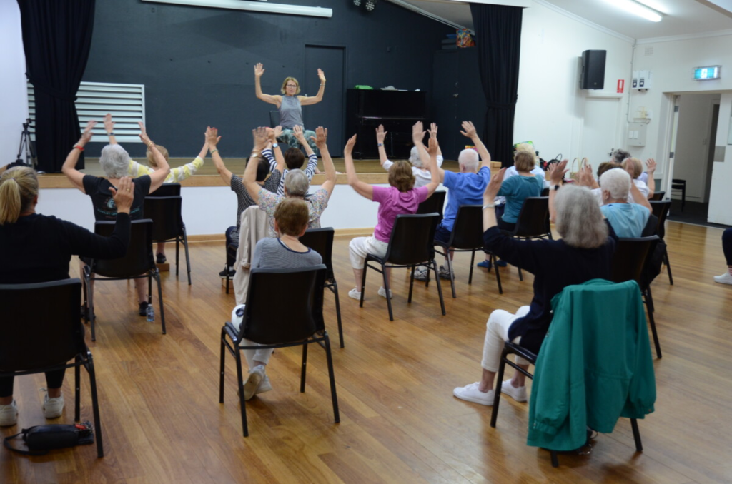 Photo of a chair yoga class at St Ives